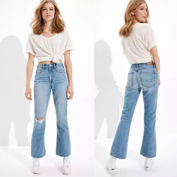 American Eagle Outfitters Blue Flare Wide Leg Jeans - Picture 1 of 12